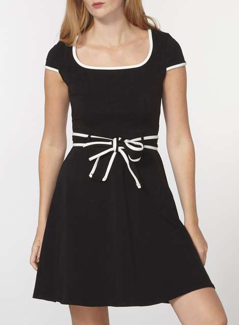 Black dress with ivory tipping
